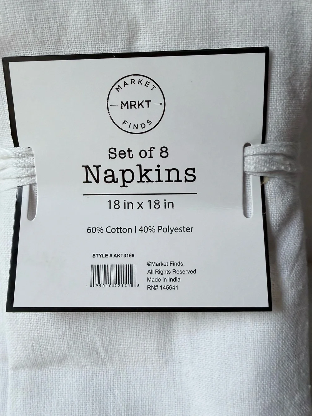 MRKT Set of 8 White Crochet-Edge Napkins 18”x18”